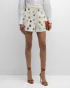 Libertine Button Town Embellished High-rise Crepe Shorts In Ivo