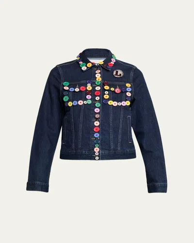 Libertine Candy Buttons Denim Jacket In Blue