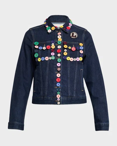 Libertine Candy Buttons Denim Jacket In Blue