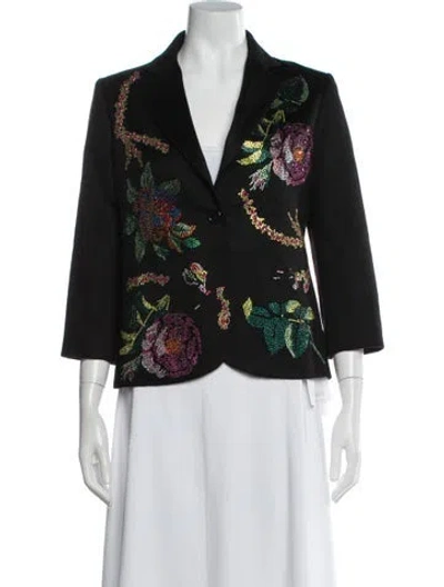 Pre-owned Libertine Cashmere Floral Print Blazer In Black