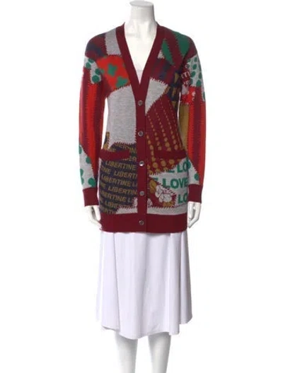 Pre-owned Libertine Cashmere Printed Sweater In Burgundy