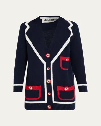 Libertine Cashmere Trompe L'oeil Cardigan In Multi