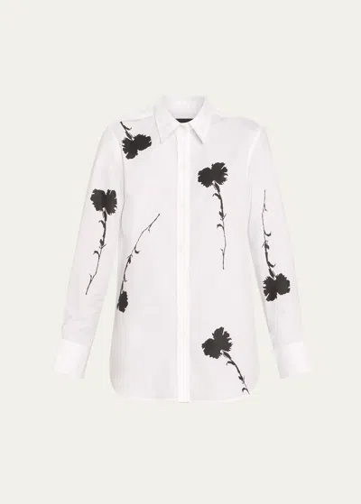 Libertine Cecil Beaton Carnation Silhouette-print Classic Shirt In Wht