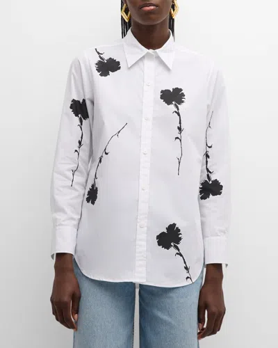 Libertine Cecil Beaton Carnation Silhouette-print Classic Shirt In Wht