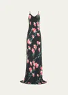 Libertine Cecil Beaton Pink Carnation Maxi Bias Slip Dress In Mul