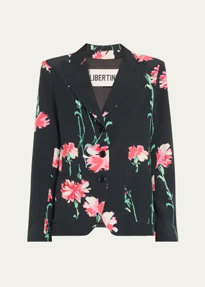 Libertine Cecil Beaton Pink Carnation Patch Pocket Jacket In Mul