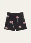 Libertine Cecil Tailored Shorts With Pink Carnation Crystal Embellishments In Black