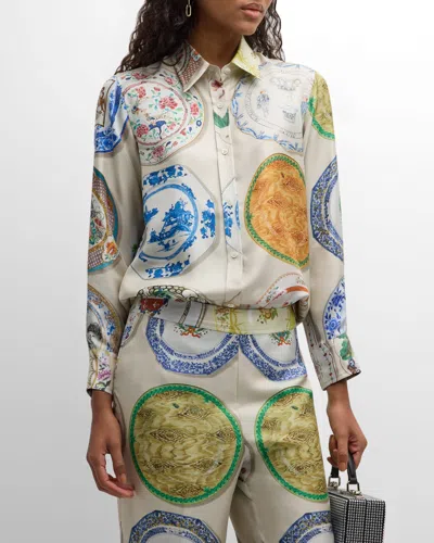 Libertine Chelsea Plates New Classic Button-front Shirt In Cremu