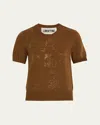Libertine Chinoiserie Studded Short-sleeve Cashmere Sweater In Cho