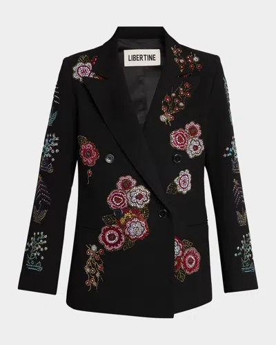 Libertine Colette Embellished Double-breasted Jacket In Black