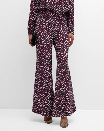 Libertine Confetti-print High-rise Trumpet Flared Trousers In Redwhnv