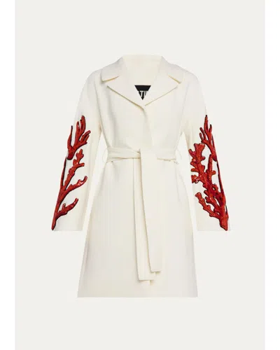Libertine Coral Patches Vienna Wrap Coat In Animal Print