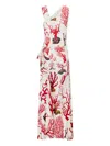 Libertine Coral-print Ruffled Dress In Neutral