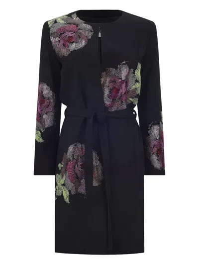 Libertine Crystal-embellished Floral Coat In Black