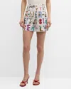 Libertine Deco Letters High-rise Shorts In Whtmu