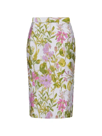 Libertine Dianthus Jacquard Midi Pencil Skirt In Multi