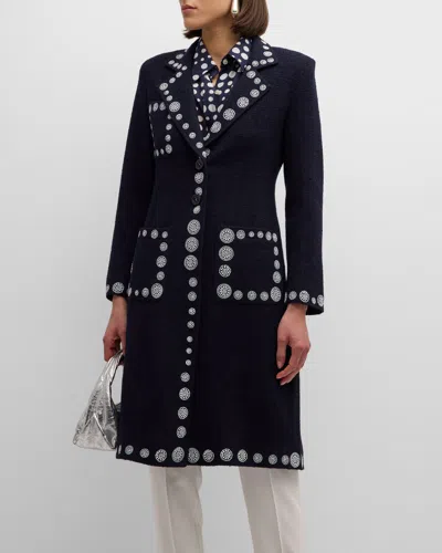 Libertine Dot Dotism Embellished Midi Coat In Nvy