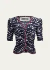 Libertine Dot Dotism Monaco Short-sleeve Button-front Top In Redwhnv