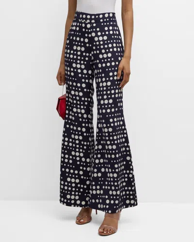 Libertine Dot Dotism Trumpet Flare Pants In Nvywht