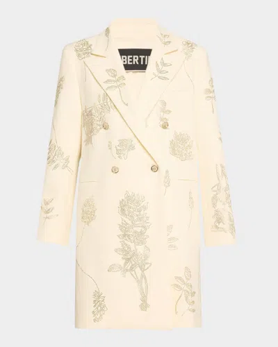 Libertine Elizabeth St Garden Embellished Double-breasted Wool Coat In Ivo