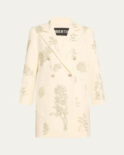 LIBERTINE ELIZABETH ST GARDEN EMBELLISHED DOUBLE-BREASTED WOOL COAT