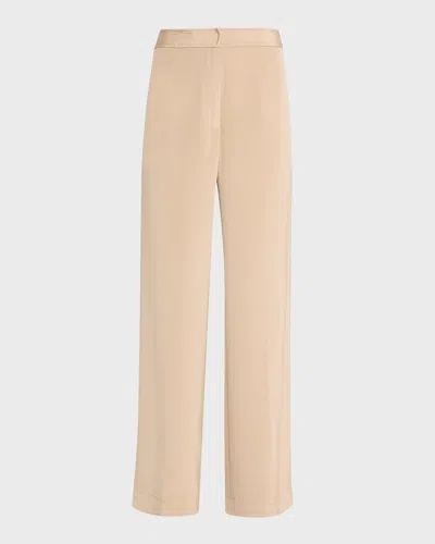 Libertine Fawn Wide-leg Silk Trousers In Fwn