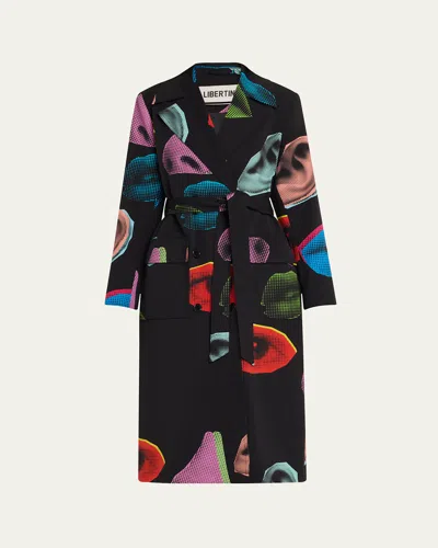 Libertine Five Senses Belted Long Trench Coat In Blkmu
