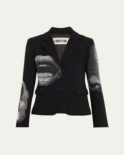 Libertine Five Senses Crystal Single-breasted Blazer In Black