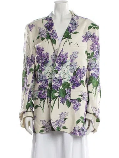 Pre-owned Libertine Floral Print Blazer In Neutral