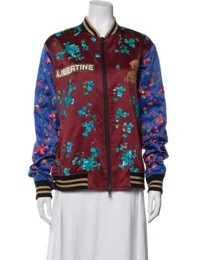Pre-owned Libertine Floral Print Bomber Jacket In Red