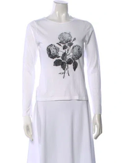 Pre-owned Libertine Floral Print Crew Neck Top In White