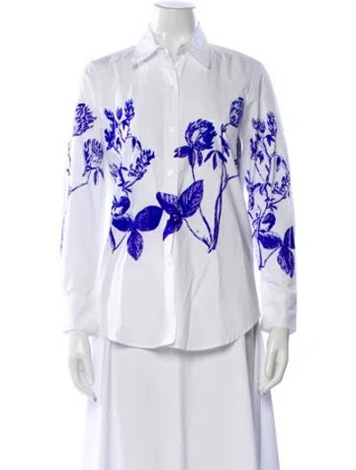 Pre-owned Libertine Floral Print Long Sleeve Blouse In White