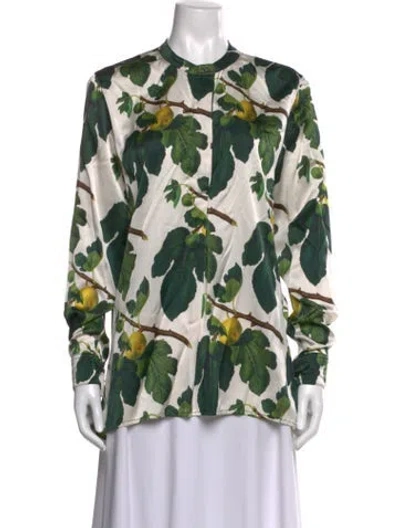 Pre-owned Libertine Floral Print Long Sleeve Top In Green