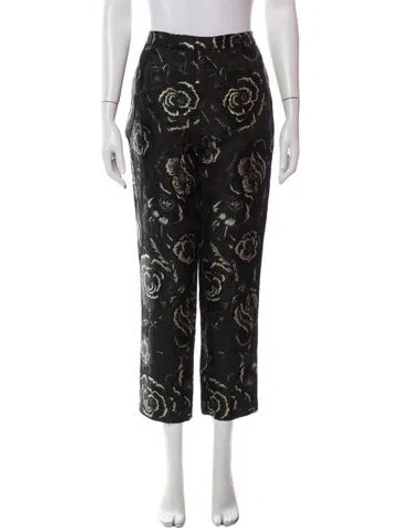 Pre-owned Libertine Floral Print Straight Leg Pants In Black