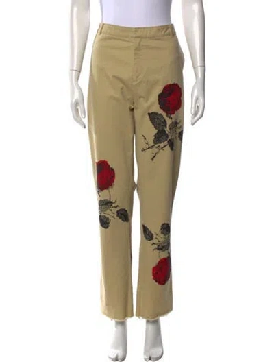Pre-owned Libertine Floral Print Straight Leg Pants In Neutral