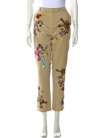 Pre-owned Libertine Floral Print Straight Leg Pants In Neutral