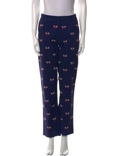 Pre-owned Libertine Floral Print Straight Leg Pants W/ Tags In Blue