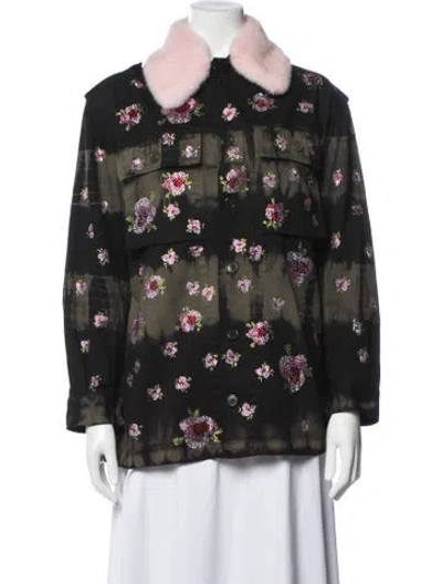 Pre-owned Libertine Floral Print Utility Jacket In Black