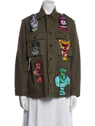 Pre-owned Libertine Floral Print Utility Jacket In Green