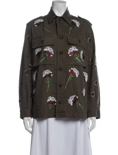 Pre-owned Libertine Floral Print Utility Jacket In Green