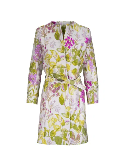 Libertine Floral-print Belted Coat In Multi