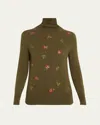 Libertine Florecita Embellished Cashmere Turtleneck Sweater In Brown