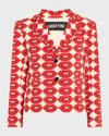 Libertine French Kissing In The Usa Printed Wool Short Blazer In Mul