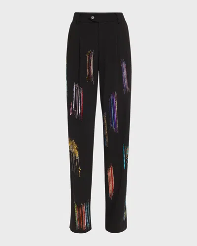 Libertine Fwb Baggy Trousers With Crystal Detail In Black