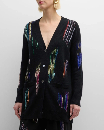 Libertine Fwb Oversized Cardigan With Crystal Detail In Black