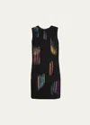 LIBERTINE FWB SHIFT DRESS WITH MULTICOLOR CRYSTAL DETAIL