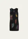 Libertine Fwb Shift Dress With Multicolor Crystal Detail In Black