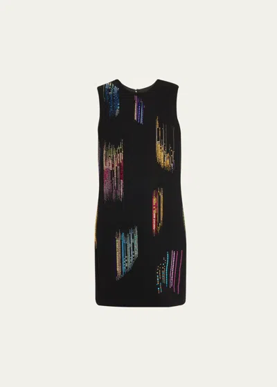 Libertine Fwb Shift Dress With Multicolor Crystal Detail In Black