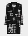 Libertine Geometric Embellished Double-breasted Long Jacket In Black