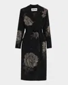 Libertine Ghost Rose Belted Long Trench Coat In Black